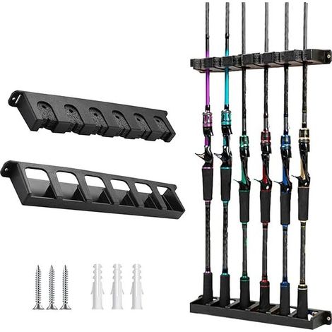 Angelrutenhalter – Vertikale Wandmontage – Für 6 Ruten – Aus ABS – Für Garage oder Werkstatt – 2er-Pack (1/5)