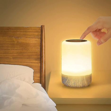 Lampe de chevet LED tactile à intensité variable, lampe de table à piles, 8 couleurs et 3 ampoules. (1/5)