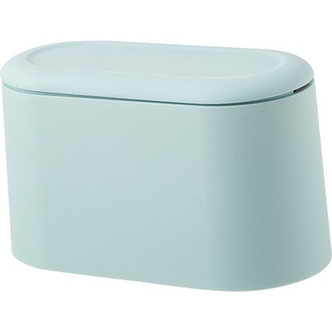 Mini-Tischmülleimer mit Schnappdeckel – Pop-Up-Tischmülleimer Modell XX-22, Miniatur, blau, PP, 13 x 11 cm / 350 g (1/5)