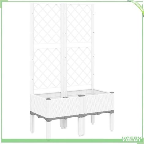 Jardinière avec treillis - FAFEICY - 367924 - Blanc - 80x40x142 cm - Aspect rotin (1/5)