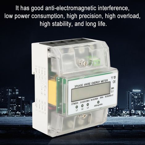Compteur d'électricité électronique KWh triphasé 4 fils à affichage numérique LCD (10(40)A)-AquaForge (1/3)