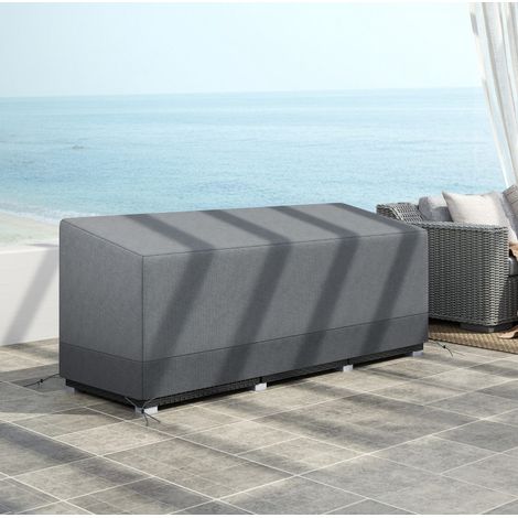 Copertura impermeabile anti-UV per mobili giardino, 190,5 x 72 x 63/76 cm, grigio chiaro (1/5)