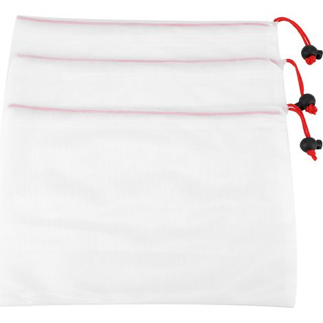 Lot de 11 sacs en filet réutilisables à cordon, pour fruits et légumes, jouets et courses.