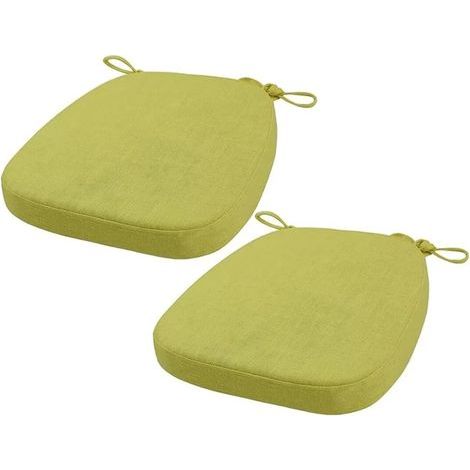 2 Coussin de chaise, Mousse mémoire forme, Lin naturel, Antidérapant, Sangles, Bureau Salon (1/5)