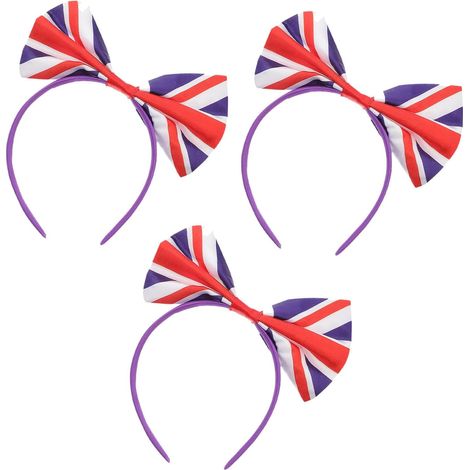 3-Piece British Flag Bow Headband Set (1/5)