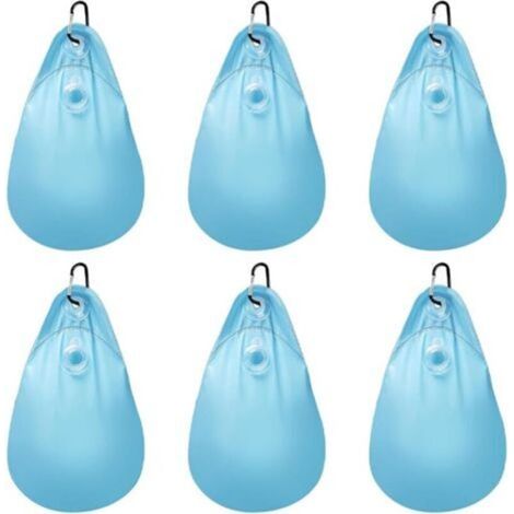Set mit 6 Wassersäcken für Poolabdeckungen mit Haken, Hochleistungs-Wassersäcke für Poolabdeckungen, PVC, auslaufsicher, Hängesäcke, befüllbar, Gewichte für Winter-Poolabdeckungen