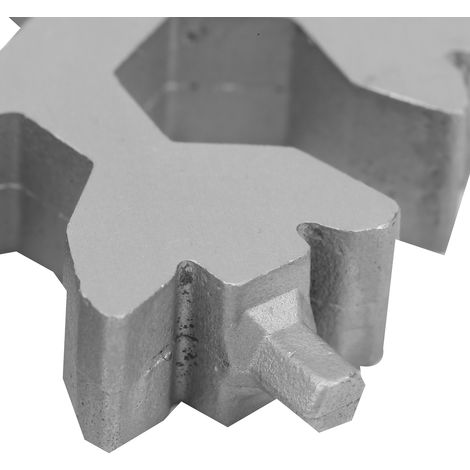 Clé à neige octogonale multifonctionnelle (lot de 2), carte à outils portable en forme de flocon de neige, 18 en 1 argentée (1/5)