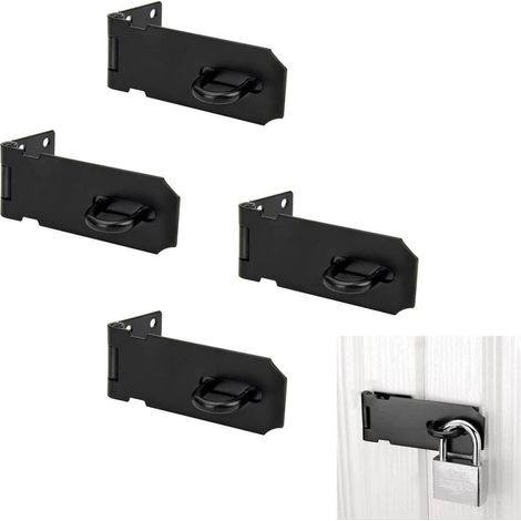 4x Vorhängeschloss-Überfalle Edelstahl Schwarz 7,6 cm für Tore & Schuppen
