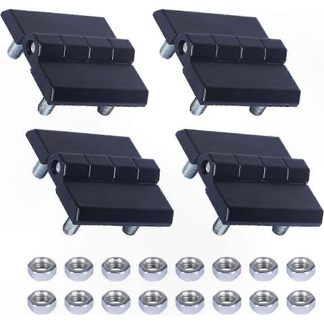 Charnières pliantes robustes noires pour armoires 40x40 mm, en alliage de zinc, avec goujons et écrous, lot de 4 (1/5)