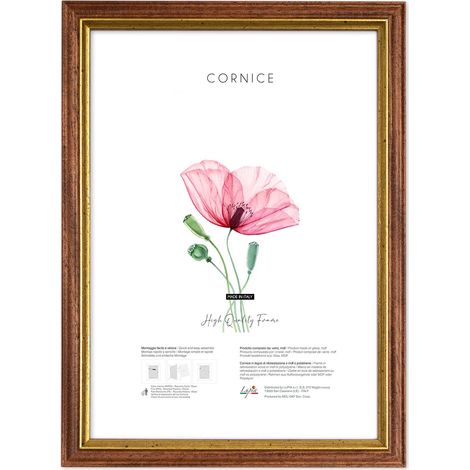 Lupia - Cornice portafoto da parete noce con profilo oro BRUN, per foto, stampe artistiche, poster, quadri moderni 50x70 cm (1/4)