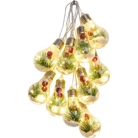 Guirlande Lumineuse LED Noël - Ampoules Rouges en Forme de Fruits - Éclairage Décoratif Chaleureux pour Fenêtres Jardins Chambres - 10 Unités (1/5)