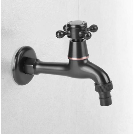 Antiker Wandwaschmaschinenhahn aus Messing, Kaltwasser, Einzelanschluss G1/2 (1/5)