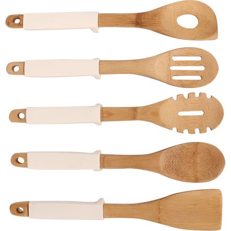 Spatule-cuillère en bambou de 32 cm avec poignées en silicone, ustensile de cuisine domestique (1/5)