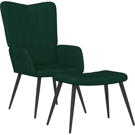 Maison Exclusive - Relaxsessel mit Hocker Dunkelgrün Samt