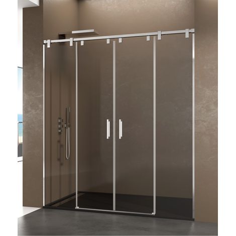 Box doccia FUTURA 2 fissi + 2 scorrevoli, Finiture: Trasparente - Estensione: 172 a 182 cm (1/3)