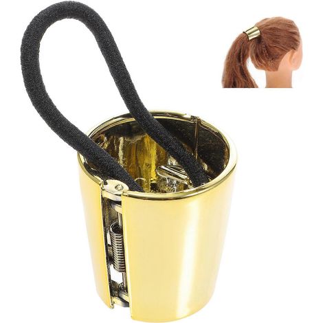 Élastiques à cheveux dorés, élastiques simples pour queue de cheval, style féminin, 1 pièce, matériau en alliage durable. (1/5)