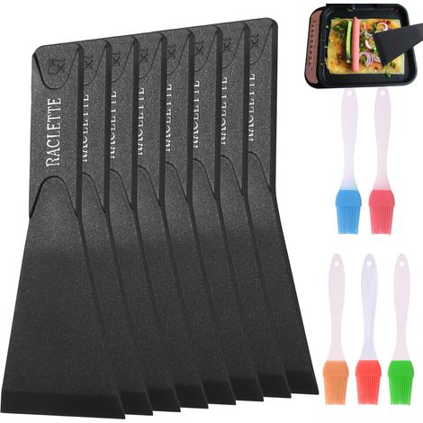 8 Pièces Spatule Raclette Nylon, Spatule Antiadhésive, avec 5 Silicone Pinceau Grattoir Raclette Nylon Pelle à Raclette Ustensile de Cuisine (1/5)