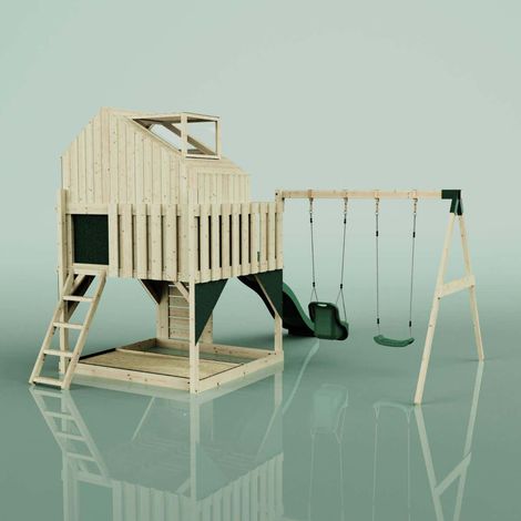 PolarPlay Spielturm Lasse aus Holz in GrünBabyschaukel