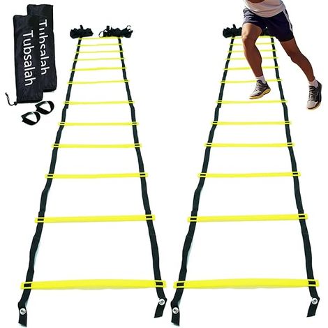 Échelle D'Agilité Réglable - 6 m - 12 Barreaux - Pour Entraînement Sportif Football Basket Soccer - Lot de 2 avec Sac de Transport (1/3)
