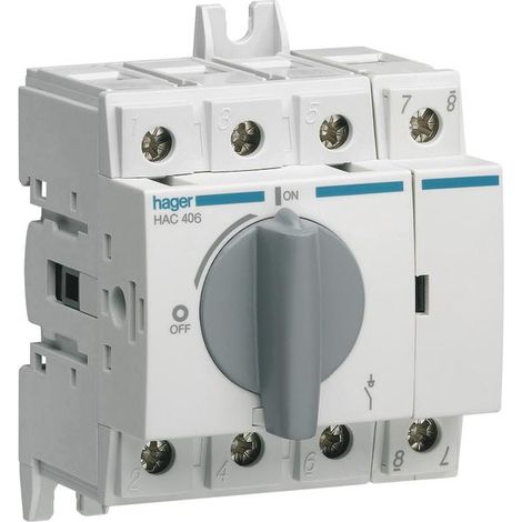 Interrupteur et disjoncteur Hager hac406 63A 4 pôles