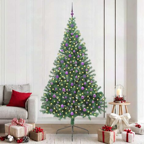vidaXL Künstlicher vorbeleuchteter Weihnachtsbaum Grün 240 cm PVC (1/5)