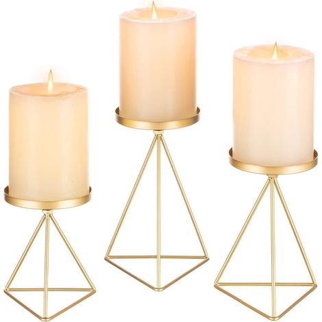 Sziqiqi Kerzenständer 3er Set Metall Gold Vintage Hochzeit Weihnachten (1/5)