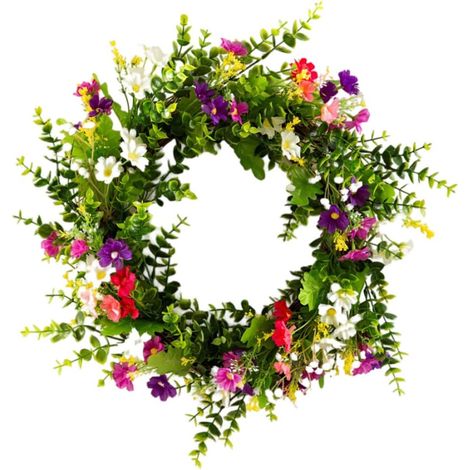 Porte Artificielle Couronne de Couronne Suspendue Daisy Couronne de Fleur Garland Garland Wedding Party Decor 43cm (1/4)
