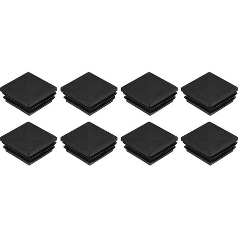 8 Pièces Bouchons Carrés en Plastique, 40mm x 40mm x 17mm Hauteur pour 34-38mm Tuyau Pied de Chaise Bouchons Embouts Carrés d'extrémité de Protection en PE pour Tables, Noir (1/5)