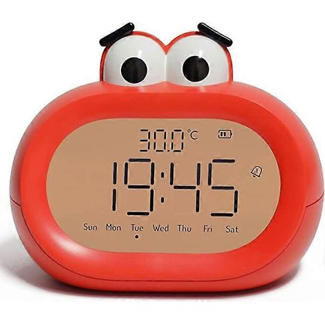 Réveil enfant dessin animé adorable, calculatrice, réveil électronique intelligent à double usage (rouge), 2024 Ping (1/5)