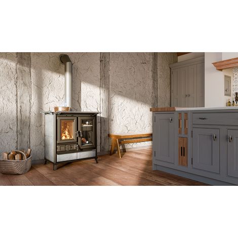 Cuisinière à bois en pierre - THERMOROSSI Melissa Evo Stone 8.2 kW Sans barre latérale (1/4)
