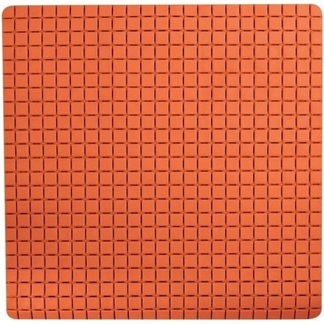 1 Tapis de bain antidérapant, caoutchouc, surface texturée, 54 x 54 cm, orange, pour douche et baignoire (1/5)
