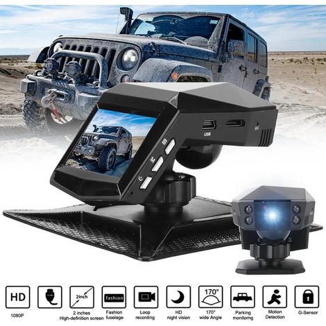 Cámara de salpicadero para coche, grabadora de vídeo, monitor de visión trasera, pantalla de 2 pulgadas, gran angular de 1080p (1/5)