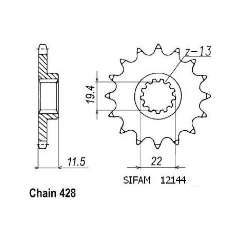 Pignon avant JT F409-14, 14 dents, taille 428