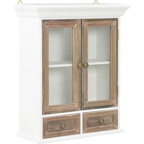 Armario de pared vintage multiusos para cocina salón o baño 49 x 22 x 59 cm madera de ingeniería blanca 020046391 (1/5)