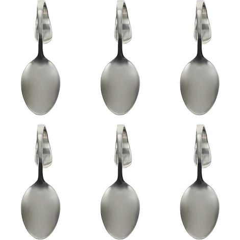Offre exceptionnelle à petit prix  Lot de 6 cuillères à salade en acier inoxydable avec manche incurvé (argenté) - Glad (1/4)