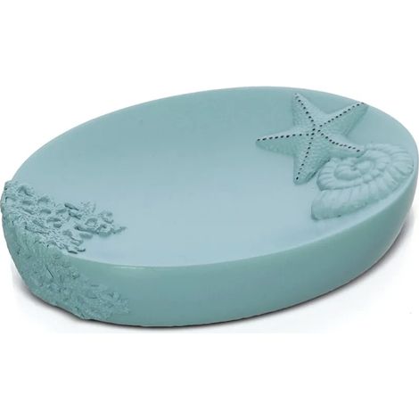 Porta sapone da appoggio in resina colore acquamarina Coral (1/3)