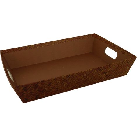 CESTA NATALIZIA IN CARTONE EFFETTO LEGNO MARRONE RETTANGOLARE 35X26H7CM