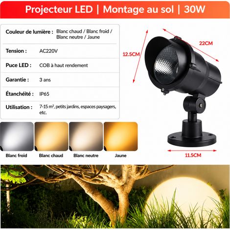 Projecteur LED Extérieur Étanche IP65 30W Modèle D sur Socle 30w-d réf 8703 680 g – Livraison gratuite