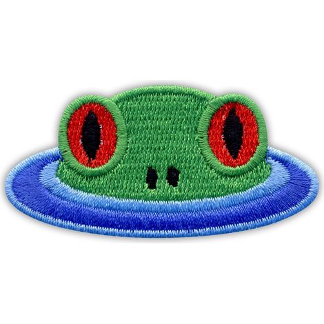Aufnäher „Kleiner rotäugiger Frosch im Teich“ – zum Aufnähen – gestickter Aufnäher/Abzeichen/Emblem
