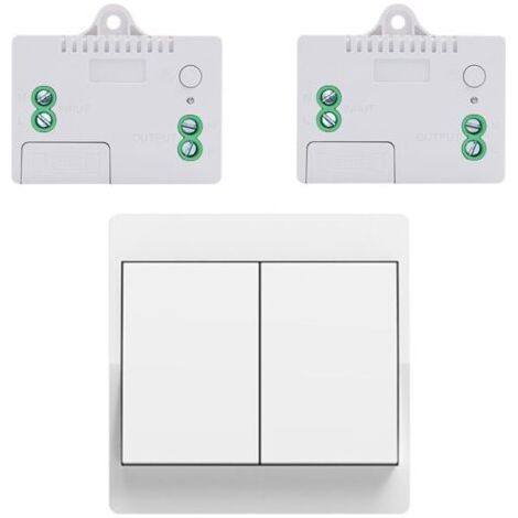 EU interrupteur sans fil sans piles kit interrupteur sans fil autoalimente va et vient sans fil sans pile radio interrupteur a distance eclairage domestique (EU 2Gang 1V2 A) (1/4)