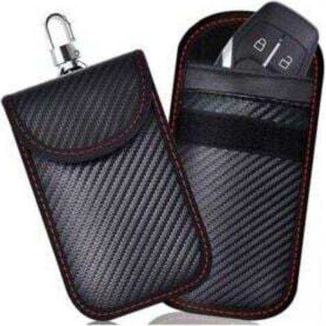Pair Sac Faraday de protection du signal des clés de voiture, 2 sacs de protection du signal des clés de voiture, housse de protection en fibre de carbone, taille moyenne (1/5)