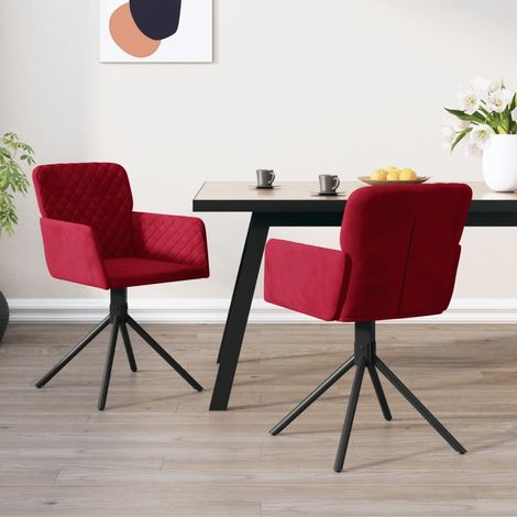 Lot de 2 Chaises de salle à manger pivotantes - Chaises à dîner Rouge bordeaux Velours BV304818 - BonneVie (1/5)