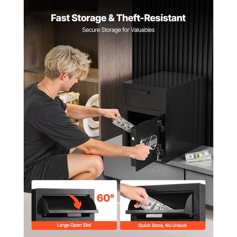 Coffre-For de Dépôt Grande Capacité de 34 L, Coffre-Fort de Sécurité Électronique 2 Niveaux, avec Fente Frontale, Clavier Numérique… (1/5)