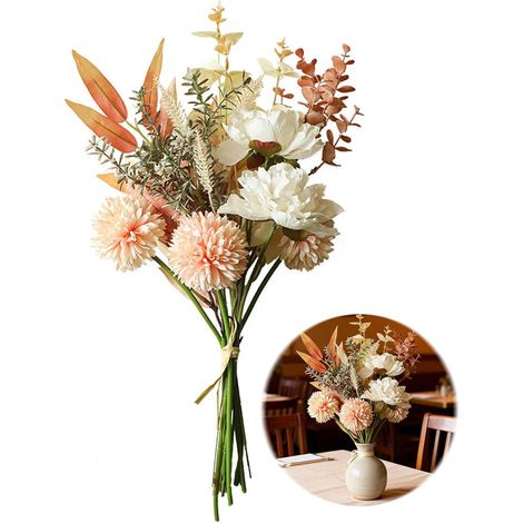 Fleurs artificielles - Hortensia - En soie - Pour la maison, un mariage, un jardin, un festival - Champagne (1/5)