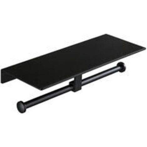 royaluxe -Porte-rouleau de papier toilette sans Perçage avec étagère pour téléphone portable double support mural pour salle de bain (noir) (1/3)