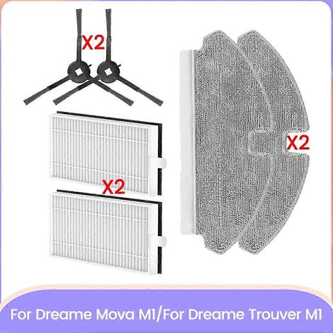 Kit de 6 balais-filtres avec brosse pour Dreame Mova M1 et Dreame Trouver M1 - Pièces de rechange pour un nettoyage ménager efficace (1/5)