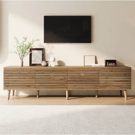 TV-Lowboard 180x40x46 cm aus MDF und Spanplatten, Natur, Wohnzimmer-Aufbewahrung – MEUBLIV (1/5)