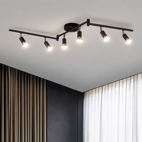 Plafonnier 6 spots LED orientables moderne en saillie noir sans ampoule 6 noir 1 kg – Livraison gratuite