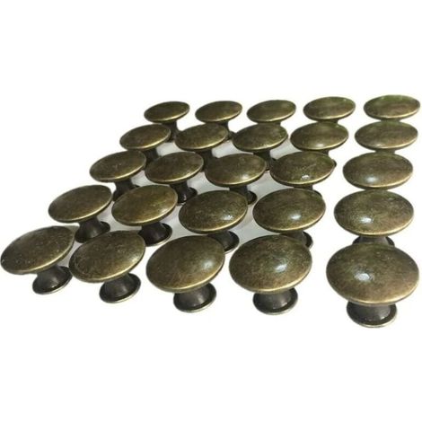 Tiradores para muebles - 10 pomos vintage de 30 mm para puertas y cajones de cocina, de latón antiguo, para armarios y cómodas, en bronce antiguo. (1/4)