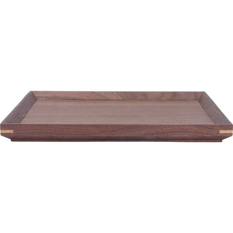 Plateau en bois de forme carrée, en noyer noir, style rétro classique chinois, plateau de service décoratif pour la vaisselle, taille M (1/5)